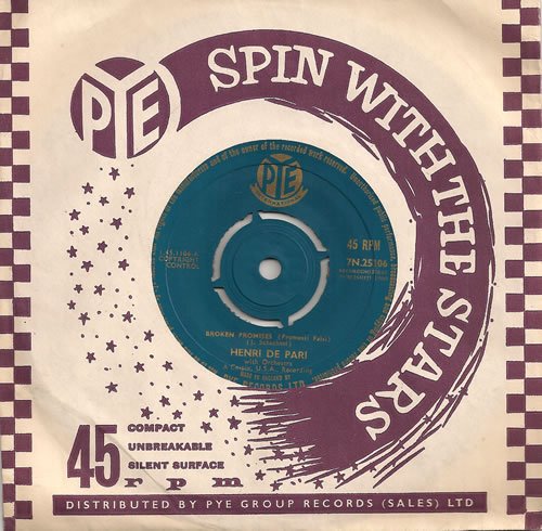 Henri De Pari Broken Promises 7" vinyl single (7 inch record / 45) UK HP107BR486988