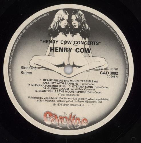 Henry Cow Concerts - VG 2-LP vinyl record set (Double LP Album) UK HC12LCO839650
