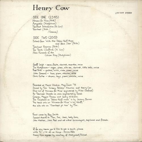 Henry Cow Legend vinyl LP album (LP record) French HC1LPLE721532