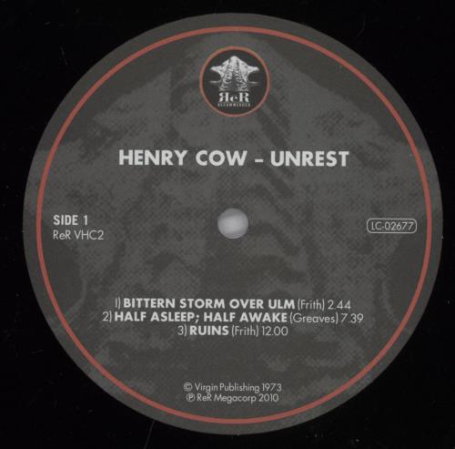 Henry Cow Unrest vinyl LP album (LP record) UK HC1LPUN893486
