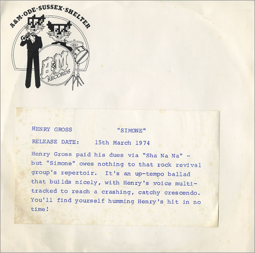 Henry Gross Simone - P/S 7" vinyl single (7 inch record / 45) UK 0HG07SI479896