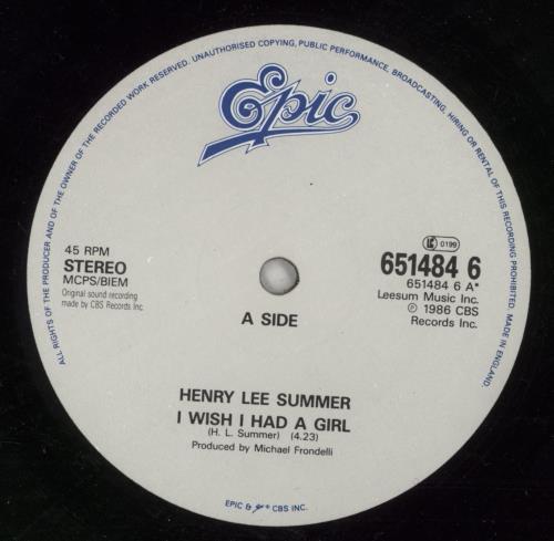 Henry Lee Summer I Wish I Had A Girl 12" vinyl single (12 inch record / Maxi-single) UK HLS12IW869097