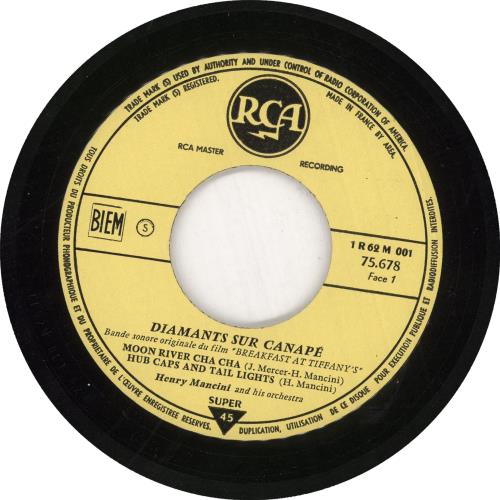 Henry Mancini Diamants Sur Canape "Breakfast At Tiffany's" 7" vinyl single (7 inch record / 45) French MNC07DI738859