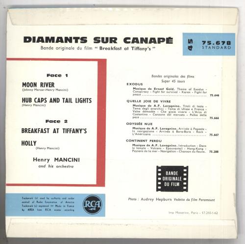 Henry Mancini Diamants Sur Canape "Breakfast At Tiffany's" 7" vinyl single (7 inch record / 45) French MNC07DI738859