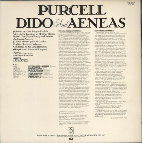 Henry Purcell Dido & Aeneas vinyl LP album (LP record) UK PZ5LPDI766306