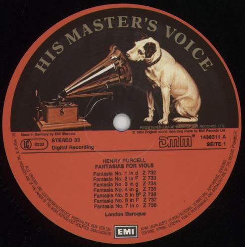 Henry Purcell Purcell: Fantasias For Viols vinyl LP album (LP record) German PZ5LPPU851121