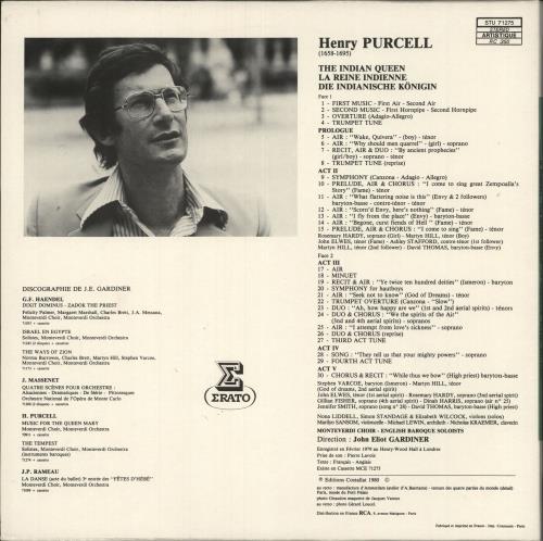 Henry Purcell The Indian Queen vinyl LP album (LP record) French PZ5LPTH743893