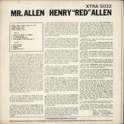 Henry 'Red' Allen Mr Allen vinyl LP album (LP record) UK HNQLPMR331495