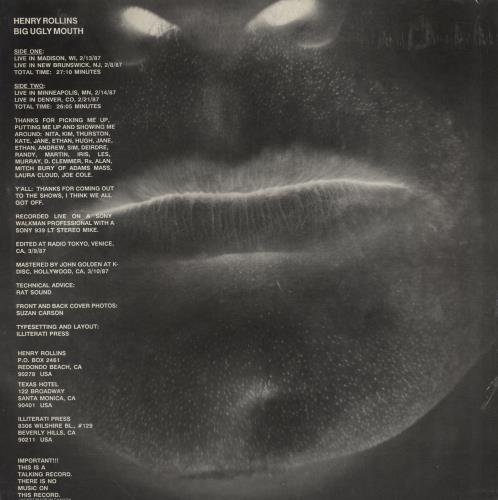 Henry Rollins Big Ugly Mouth vinyl LP album (LP record) Canadian HRYLPBI392641