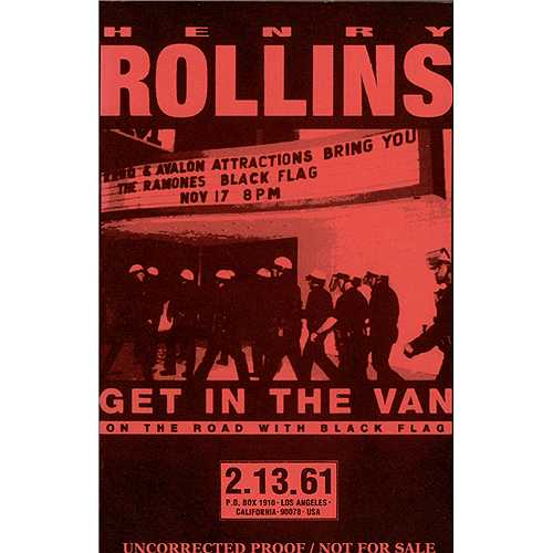 Henry Rollins Get In The Van book US HRYBKGE236069