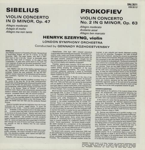 Henryk Szeryng Concerto For Violin And Orchestra / Concerto No. 2 For Violin And Orchestra vinyl LP album (LP record) UK IHNLPCO755263