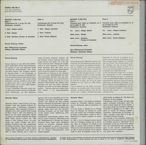Henryk Szeryng Mozart: Violin Concerto No.5 In A / Violin Concerto No.6 In D vinyl LP album (LP record) Dutch IHNLPMO762611