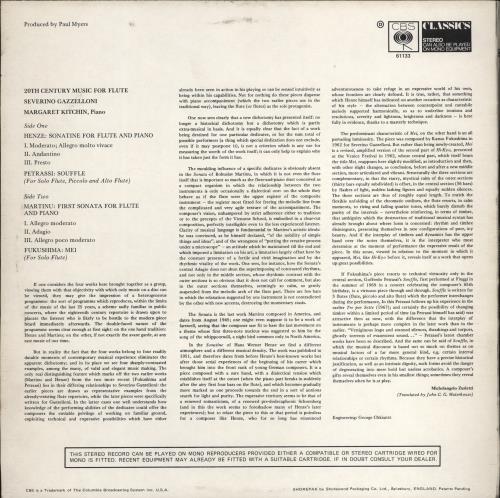 Henze 20th Century Music For Flute vinyl LP album (LP record) UK HFPLPTH767280