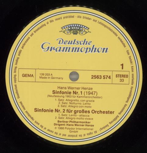 Henze Henze: 5 Symphonies 2-LP vinyl record set (Double LP Album) German HFP2LHE879907