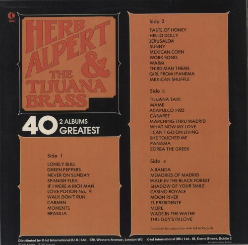 Herb Alpert 40 Greatest 2-LP vinyl record set (Double LP Album) UK HBA2LGR285310