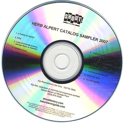 Herb Alpert Catalog Sampler 2007 CD-R acetate US HBACRCA395306