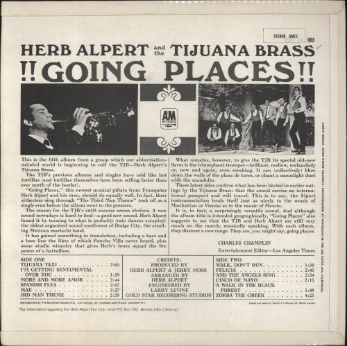 Herb Alpert Going Places vinyl LP album (LP record) UK HBALPGO252074