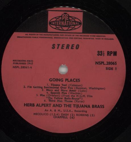 Herb Alpert Going Places vinyl LP album (LP record) UK HBALPGO625212