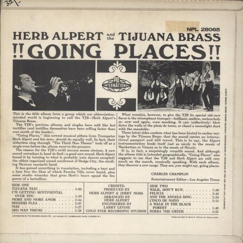 Herb Alpert Going Places vinyl LP album (LP record) UK HBALPGO625212