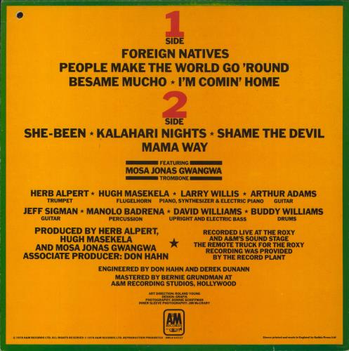 Herb Alpert Herb Alpert & Hugh Masekela The Main Event Live vinyl LP album (LP record) UK HBALPHE721519