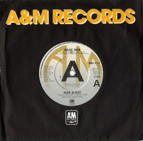 Herb Alpert Magic Man 7" vinyl single (7 inch record / 45) UK HBA07MA601538