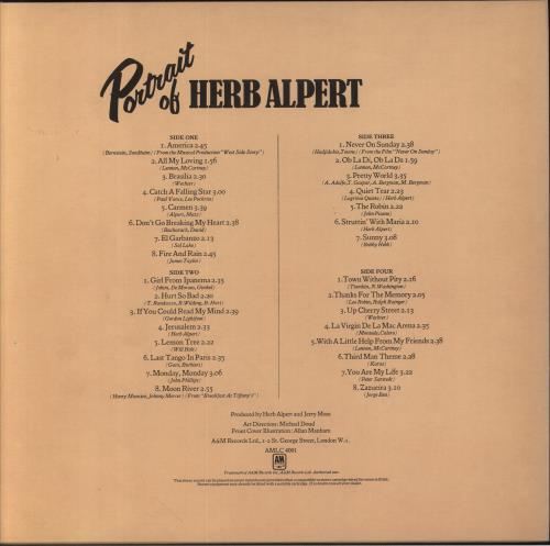 Herb Alpert Portrait Of - Price Stickered Sleeve 2-LP vinyl record set (Double LP Album) UK HBA2LPO859393