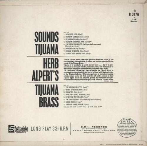 Herb Alpert Sounds Tijuana vinyl LP album (LP record) UK HBALPSO510569