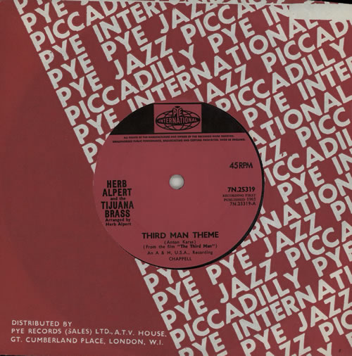 Herb Alpert Third Man Theme 7" vinyl single (7 inch record / 45) UK HBA07TH577314