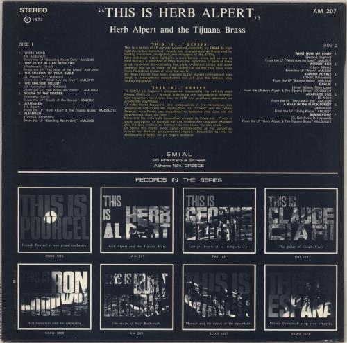 Herb Alpert This Is Herb Alpert vinyl LP album (LP record) Greek HBALPTH743646