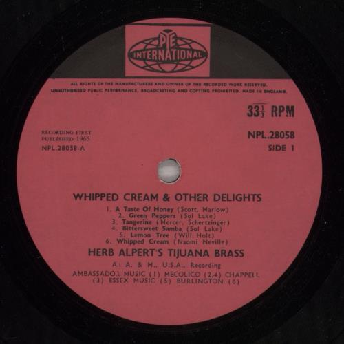 Herb Alpert Whipped Cream & Other Delights vinyl LP album (LP record) UK HBALPWH789551