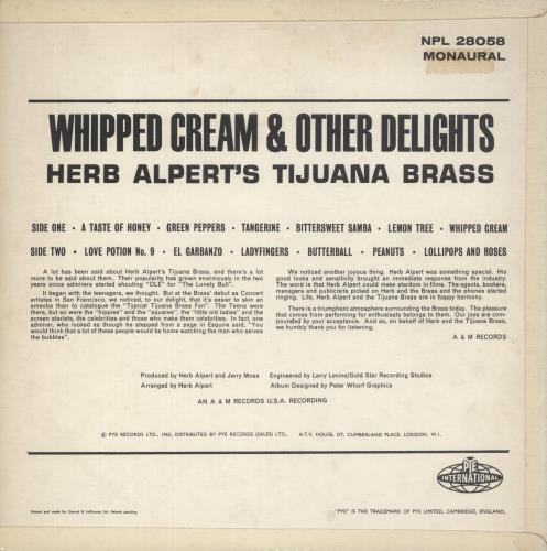 Herb Alpert Whipped Cream & Other Delights vinyl LP album (LP record) UK HBALPWH789551
