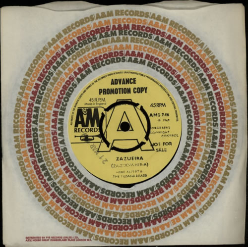 Herb Alpert Zazueira - A Label 7" vinyl single (7 inch record / 45) UK HBA07ZA591257