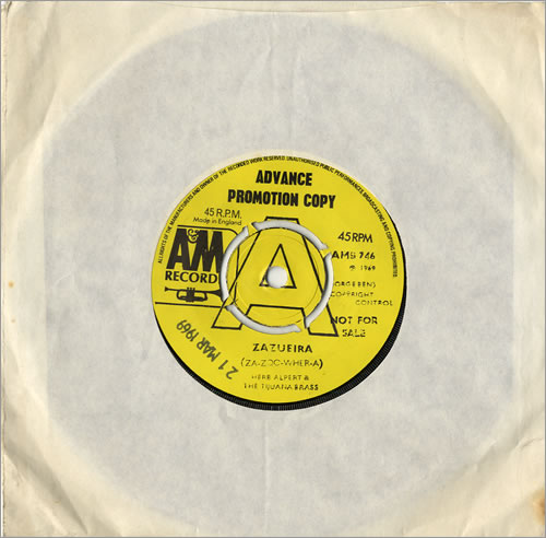 Herb Alpert Zazueira 7" vinyl single (7 inch record / 45) UK HBA07ZA480062