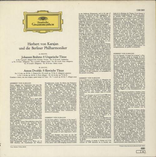 Herbert Von Karajan Dances By Brahms And Dvorak vinyl LP album (LP record) German HK3LPDA875219