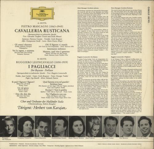 Herbert Von Karajan Mascagni: Cavalleria Rusticana / Leoncavallo: I Pagliacci vinyl LP album (LP record) German HK3LPMA875256