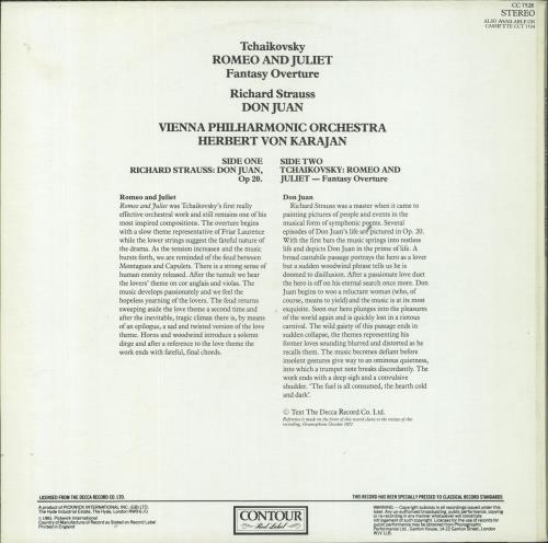 Herbert Von Karajan Romeo And Juliet (Fantasy Overture) - Tchaikovsky / Don Juan - Strauss vinyl LP album (LP record) UK HK3LPRO831766