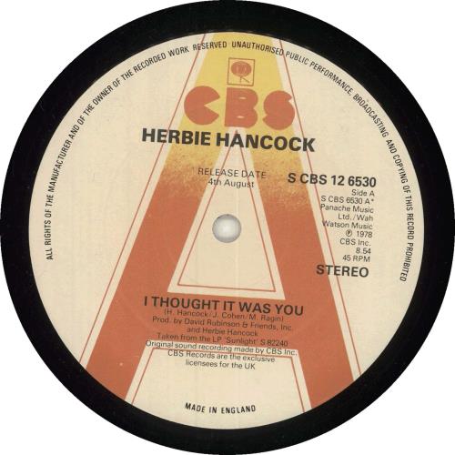 Herbie Hancock I Thought It Was You - A Label 12" vinyl single (12 inch record / Maxi-single) UK HHA12IT746676