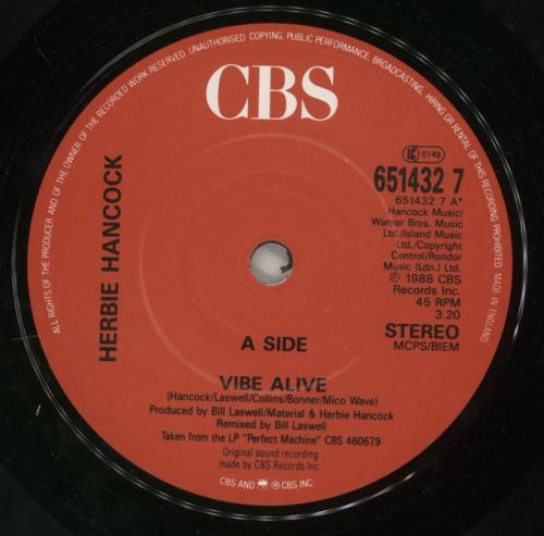 Herbie Hancock Vibe Alive 7" vinyl single (7 inch record / 45) UK HHA07VI883128