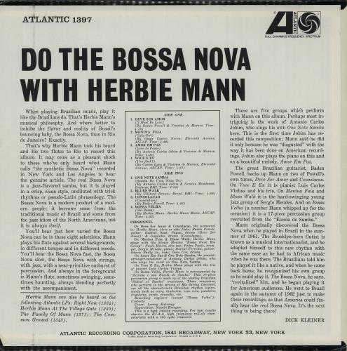 Herbie Mann Do The Bossa Nova With Herbie Mann vinyl LP album (LP record) US HM1LPDO650063