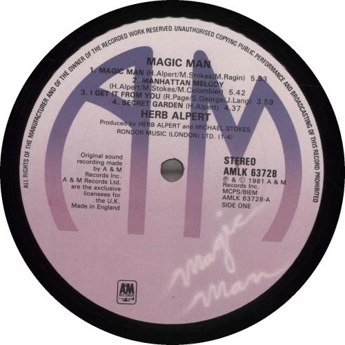 Herb Alpert Magic Man UK vinyl LP album (LP record) (285340)