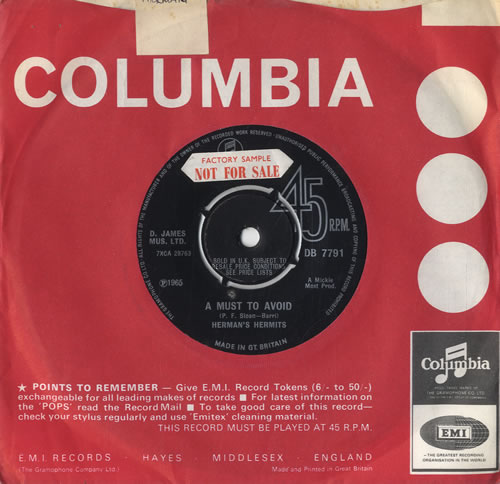 Herman's Hermits A Must To Avoid - Sample 7" vinyl single (7 inch record / 45) UK HMH07AM548254