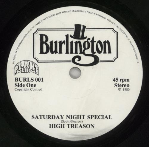 High Treason Saturday Night Special - Autographed 7" vinyl single (7 inch record / 45) UK H-T07SA883885