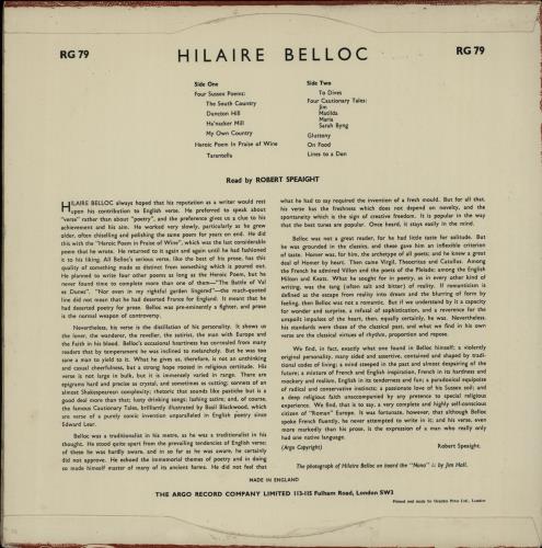 Hilaire Belloc Hilaire Belloc vinyl LP album (LP record) UK II7LPHI652468