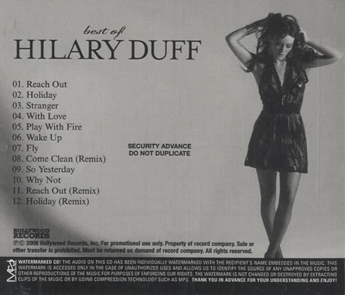 Hilary Duff Best Of CD-R acetate US HA-CRBE476804