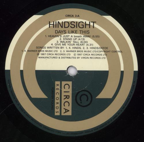 Hindsight Days Like This vinyl LP album (LP record) UK HW1LPDA893150