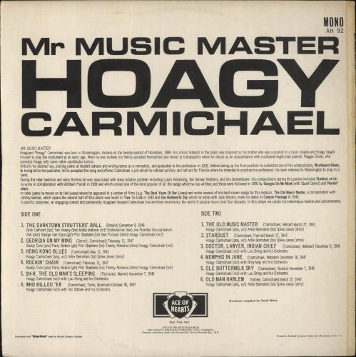 Hoagy Carmichael Mr Music Master vinyl LP album (LP record) UK HC6LPMR456120