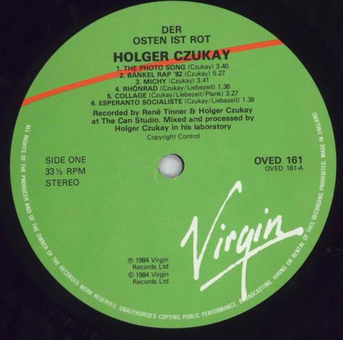 Holger Czukay Der Osten Ist Rot vinyl LP album (LP record) UK CZULPDE826797