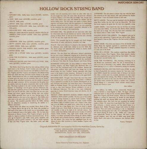 Hollow Rock String Band Traditional Dance Tunes vinyl LP album (LP record) UK 2QRLPTR757847