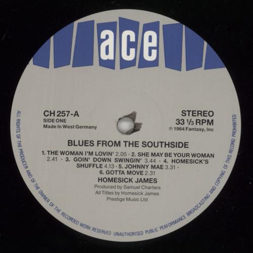 Homesick James Williamson Blues On The South Side vinyl LP album (LP record) German HJELPBL712504
