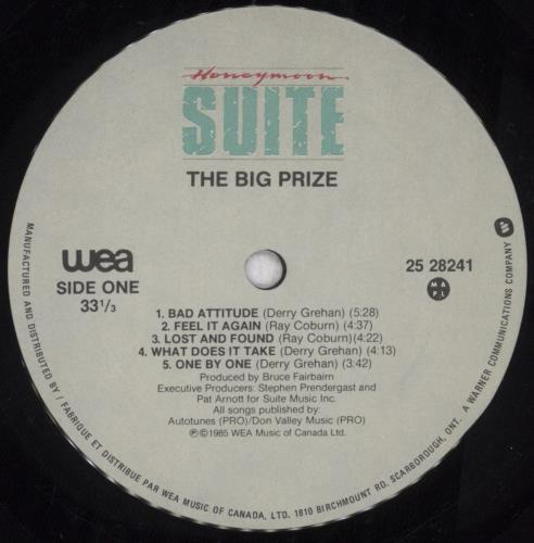 Honeymoon Suite The Big Prize vinyl LP album (LP record) Canadian HA4LPTH847019